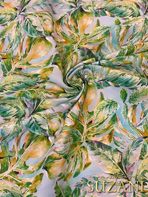 Suluboya Palmiye Desenli Dijital Baskılı Kumaş