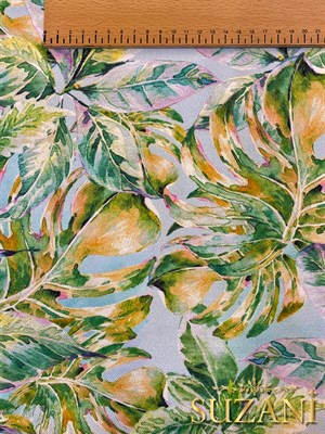 Suluboya Palmiye Desenli Dijital Baskılı Kumaş