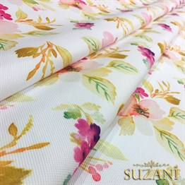 Suluboya Pembe Fuşya Çiçekli Kumaş