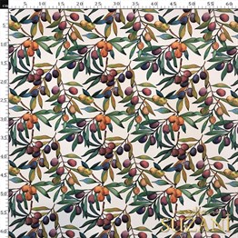 Suluboya Renkli Zeytin Desenli Kumaş