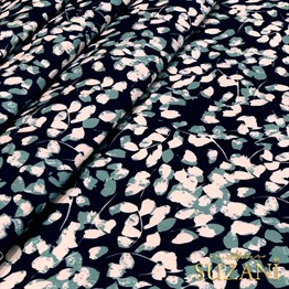 Suluboya Yaprak Desenli Dijital Baskılı Kumaş