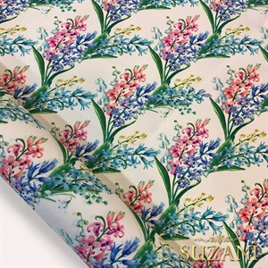 Sümbül Desenli Dijital Baskılı Kumaş