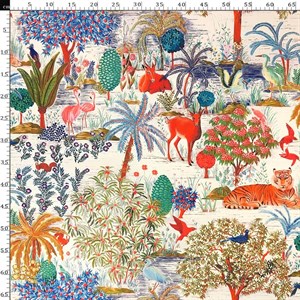 Taş Zemin Orman Desenli Dijital Baskılı Kumaş