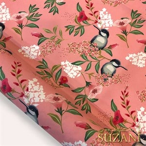Tatlı Pembe Saka Kuşu Dijital Baskılı Kumaş