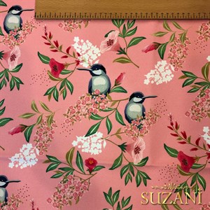 Tatlı Pembe Saka Kuşu Dijital Baskılı Kumaş