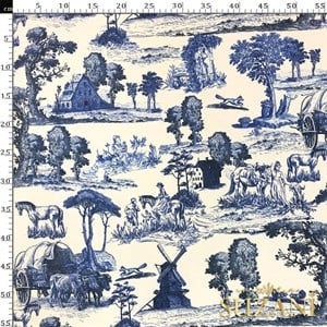 Toile de Jouy Desenli Dijital Baskılı Kumaş
