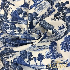 Toile de Jouy Desenli Dijital Baskılı Kumaş