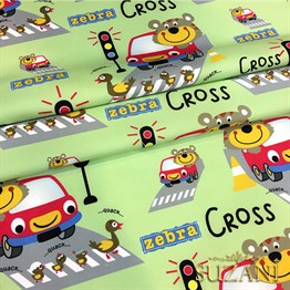 Trafik Temalı Çocuk Kumaşı