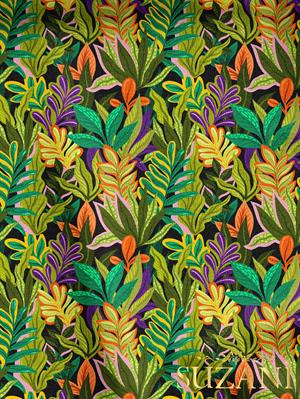 Tropik Yaprak Desenli Dijital Baskılı Kumaş