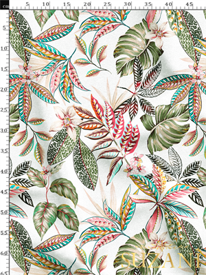 Tropikal Çiçek Desenli Dijital Baskılı Kumaş
