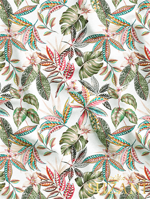 Tropikal Çiçek Desenli Dijital Baskılı Kumaş