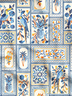 Tropikal Kolaj Desenli Dijital Baskılı Kumaş