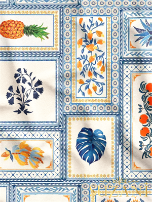 Tropikal Kolaj Desenli Dijital Baskılı Kumaş