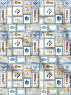 Tropikal Kolaj Desenli Dijital Baskılı Kumaş