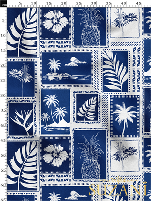 Tropikal Palmiye Ağaçları Desenli Dijital Baskılı Kumaş