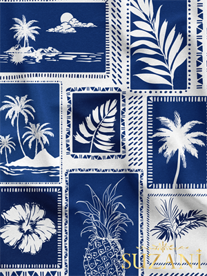 Tropikal Palmiye Ağaçları Desenli Dijital Baskılı Kumaş