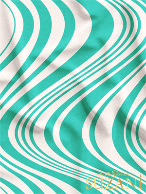 Turkuaz Renk Çizgi Desenli Dijital Baskılı Kumaş