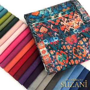 Turkuaz Mercan Kilim Desenli Dijital Baskılı Kumaş