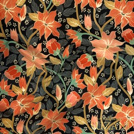 Turuncu Çiçekli Dijital Baskılı Kumaş