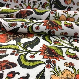 Turuncu Çiçekli Kumaş