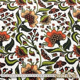 Turuncu Çiçekli Kumaş