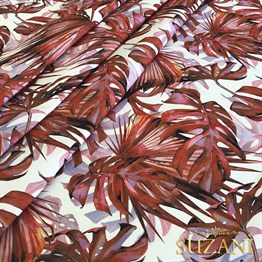 Kızıl Devetabanı Desenli Dijital Baskılı Kumaş