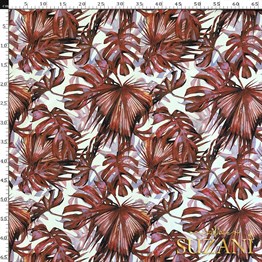 Kızıl Devetabanı Desenli Dijital Baskılı Kumaş