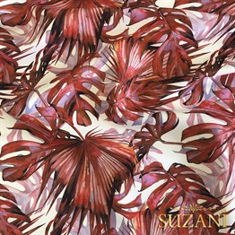 Kızıl Devetabanı Desenli Dijital Baskılı Kumaş