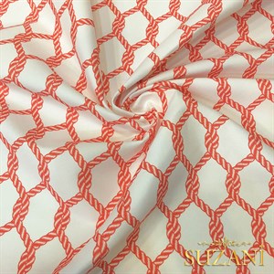 Turuncu Düğüm Desenli Dijital Baskılı Kumaş