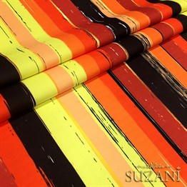 Turuncu Eskitme Çizgili Kumaş