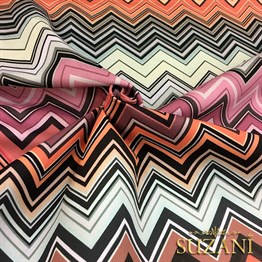 Turuncu Gri Renk Geçişli Zigzag Kumaş