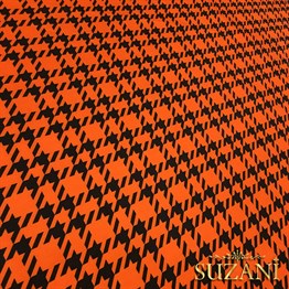 Turuncu Kazayağı Ekose Desenli Kumaş