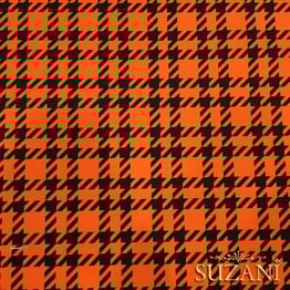 Turuncu Kazayağı Ekose Desenli Kumaş