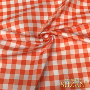 Turuncu Pötikare Desenli Dijital Baskılı Kumaş