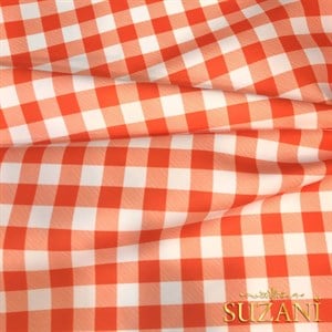 Turuncu Pötikare Desenli Dijital Baskılı Kumaş