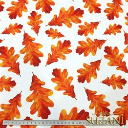 Turuncu Sonbahar Yaprakları Desenli Kumaş