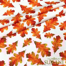 Turuncu Sonbahar Yaprakları Desenli Kumaş