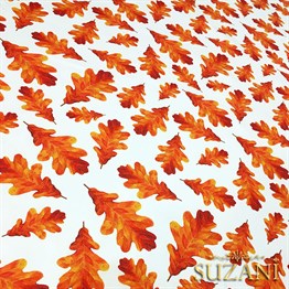 Turuncu Sonbahar Yaprakları Desenli Kumaş