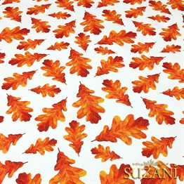 Turuncu Sonbahar Yaprakları Desenli Kumaş