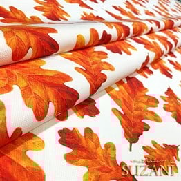 Turuncu Sonbahar Yaprakları Desenli Kumaş