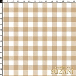 Vanilya Büyük Pötikare Desenli Dijital Baskılı Kumaş