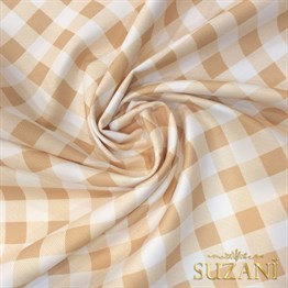 Vanilya Küçük Pötikare Desenli Dijital Baskılı Kumaş