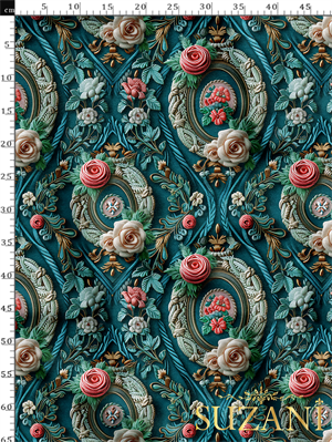 Vintage Çiçek Desenli Dijital Baskılı Kumaş