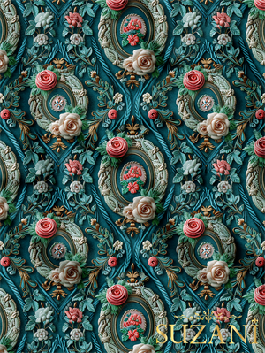 Vintage Çiçek Desenli Dijital Baskılı Kumaş