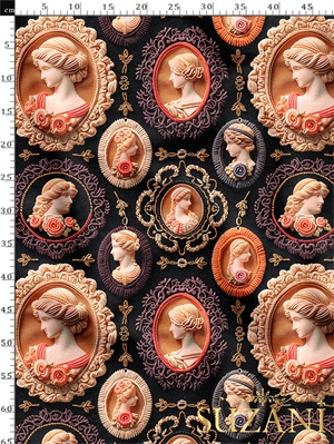 Vintage Kadın Desenli Dijital Baskılı Kumaş