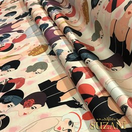 Vintage Kadınlar Desenli Kumaş