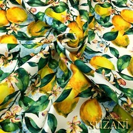 Vintage Limonlar Desenli Kumaş
