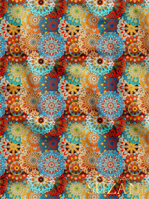 Vintage Motif Desenli Dijital Baskılı Kumaş