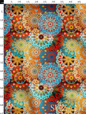 Vintage Motif Desenli Dijital Baskılı Kumaş