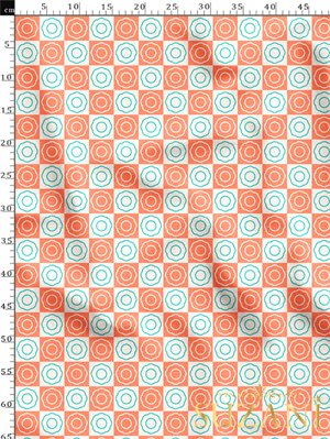 Vintage Somon Renkli Çiçek Damalı Desenli Dijital Baskılı Kumaş